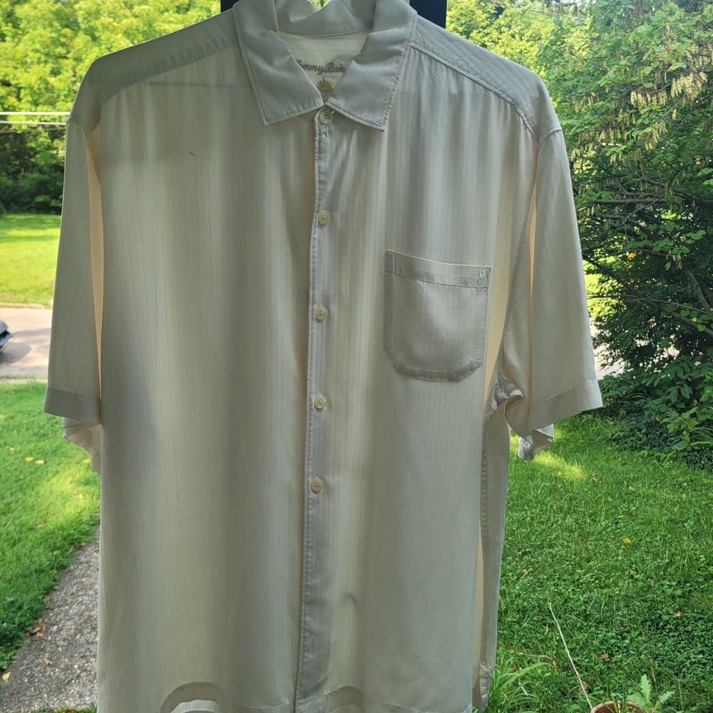 2 Tommy Bahama Men's XL Silk Short Sleeve Beige Size XL